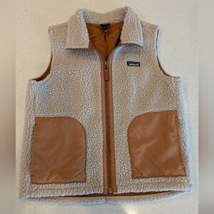 Patagonia Boys Cream and Tan Fleece Vest
